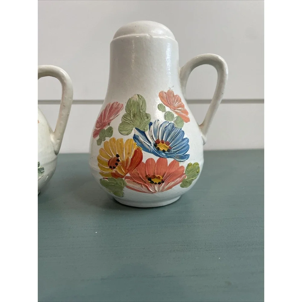 Salt And Pepper Shakers Floral‎ Hand Painted